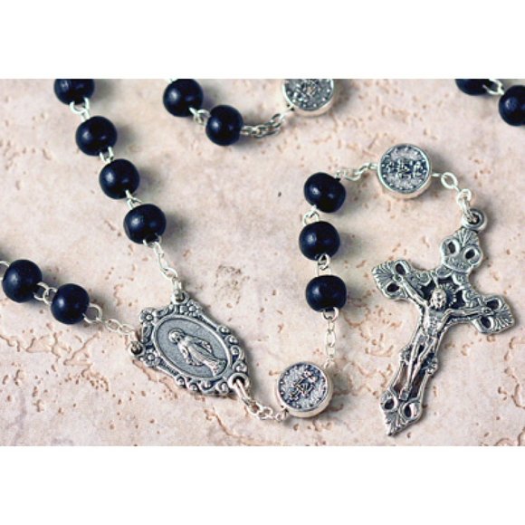 Rosary Hematite Beautiful Miraculous medal (NEW )